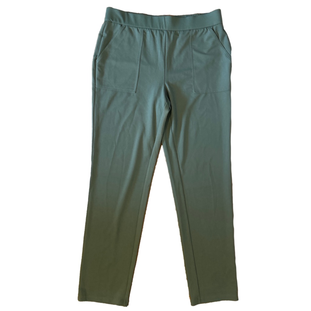 Isaac Mizrahi Live Women Pale Pine Crepe Pocket Straight-Leg Pant M